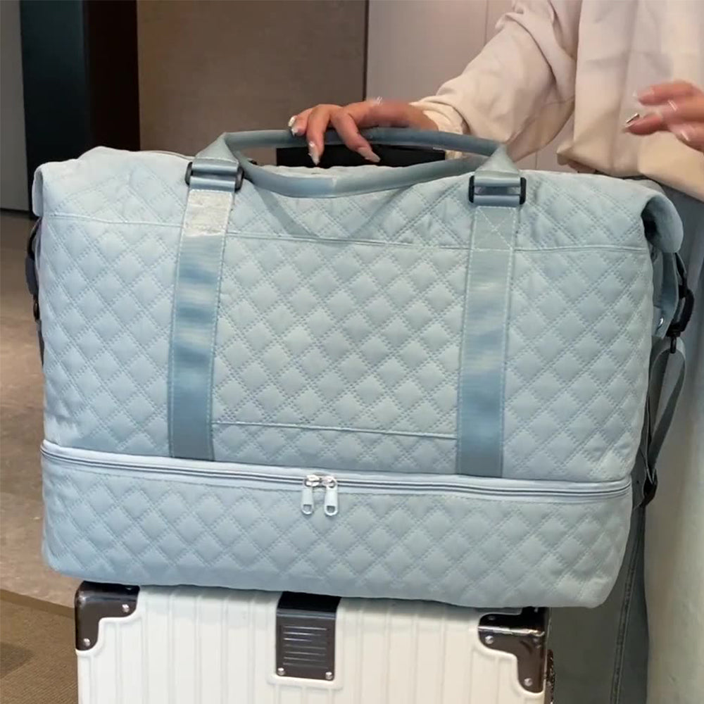 2Pcs Travel Bag Set Duffel Bag with Toiletry Bag Turquoise