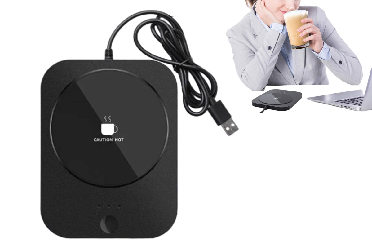 USB Coffee Mug Warmer With Adjustable Temperature Tea Milk Coffee Mug Heating Pad Office Home-One Black Coaster Only