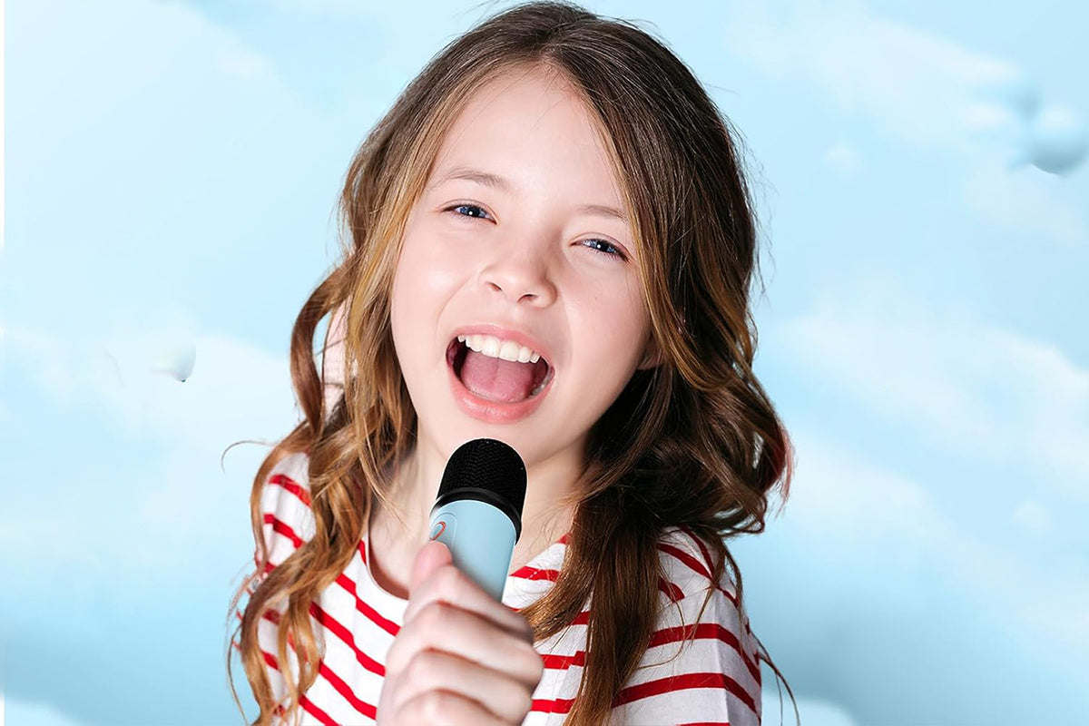 Mini Karaoke Machine for Adults Portable Bluetooth Speaker with 2 Wireless Microphones Christmas Birthday Holiday Toy Gifts-Blue