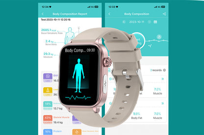 Smart Watch 1.96-Inch ECG Fitness Tracker with Heart Rate Blood Oxygen Blood Glucose Uric Acid and Blood Lipid 100 Sports Modes Activity Tracker-Grey