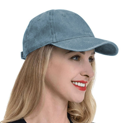 Casual Baseball Cap Adjustable Classic Sport Cap Solid Golf Dad Hat Blue