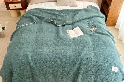 Sherpa Throw Blanket Winter Fuzzy Throws Fluffy Soft Cozy Fleece Plush Blanket-Green