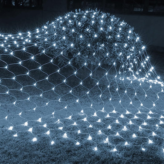 Net Lights Solar Power LED String Lights Christmas Mesh Light for Outdoor Bedroom Decoration-White