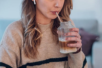 7Pcs BOBA Bubble Tea Straw Extra Wide Stainless Steel Metal Reusable Straws Pack Reusable Metal Straws Best For Drinking Bubble-Rose Gold