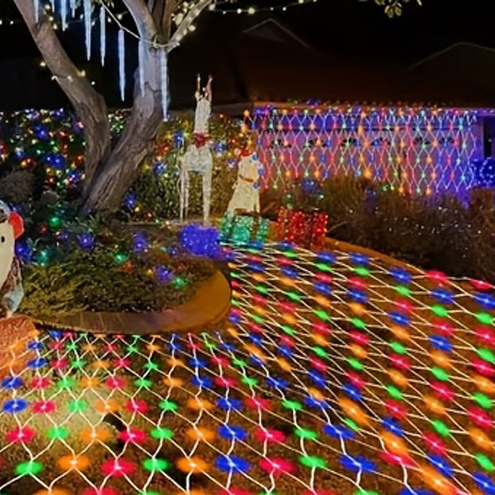 Solar Outdoor Mesh Lights Bush Lights 8 Modes Christmas Net Light - Colorful