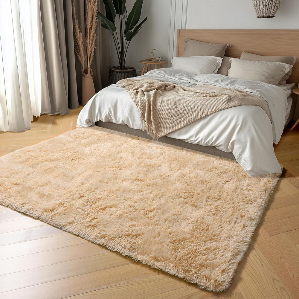 Tie Dye Plush Rug for Bedroom Living Room Dorm-Khaki