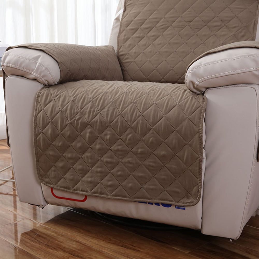 Recliner Chair Cover Couch Protector Slipcover with Elastic Straps Khaki