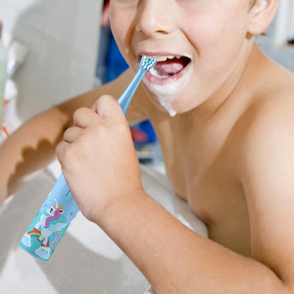 Kids Cartoon Electric Toothbrush Rechargeable Speed Control Toothbrush with 6 Replacement Heads Blue
