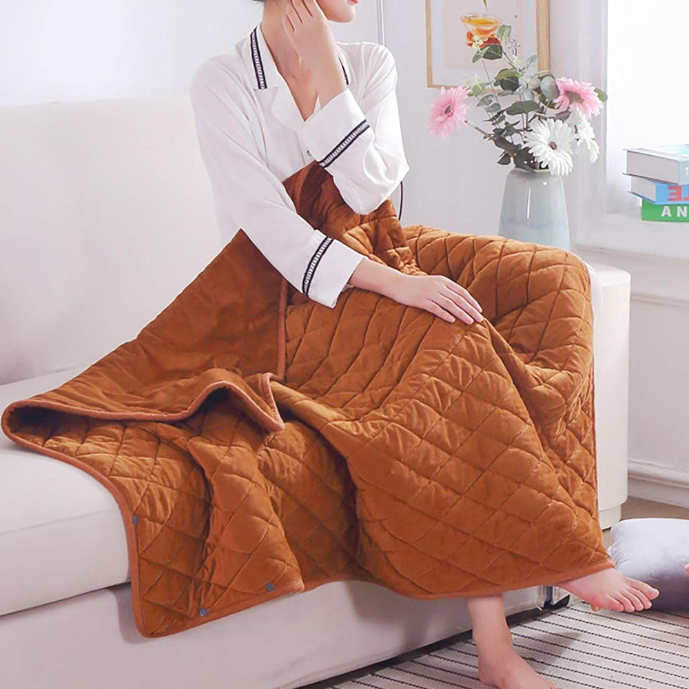 140x100cm Electric Blanket 3 Heat Settings USB Heated Blanket Wearable Brown