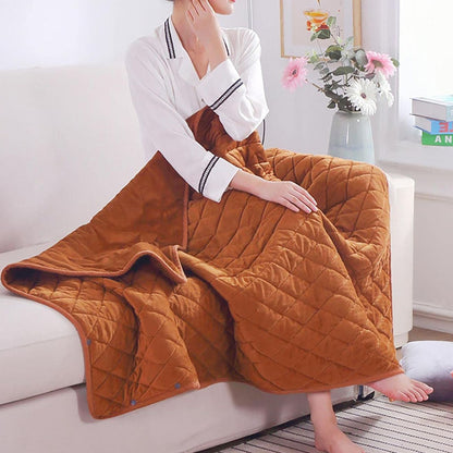 140x100cm Electric Blanket 3 Heat Settings USB Heated Blanket Wearable Brown