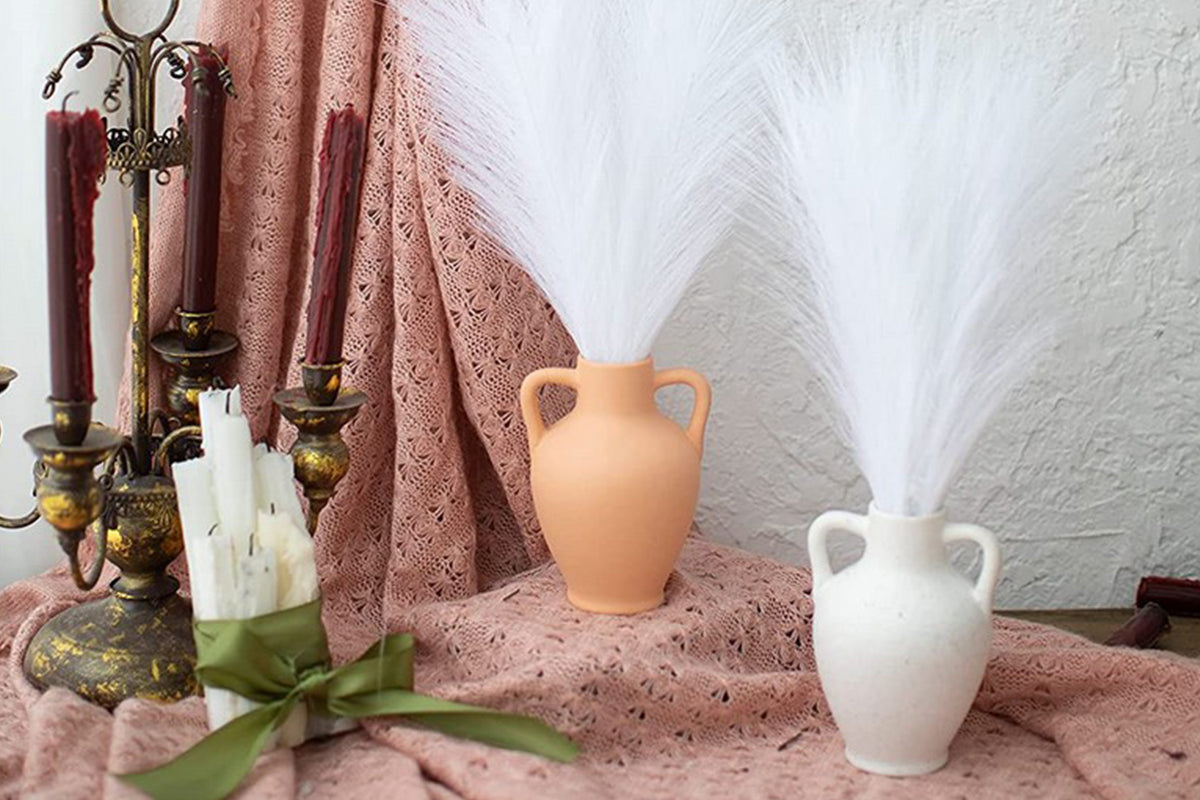 4pcs Faux Pampas Grass Boho Room Decor Flowers Bunches for Wedding Party-White