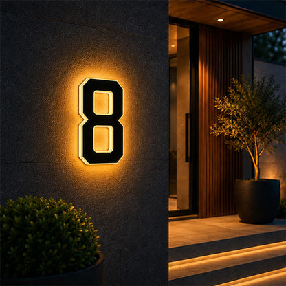 Solar Illuminated Address Sign with Light -Number 8