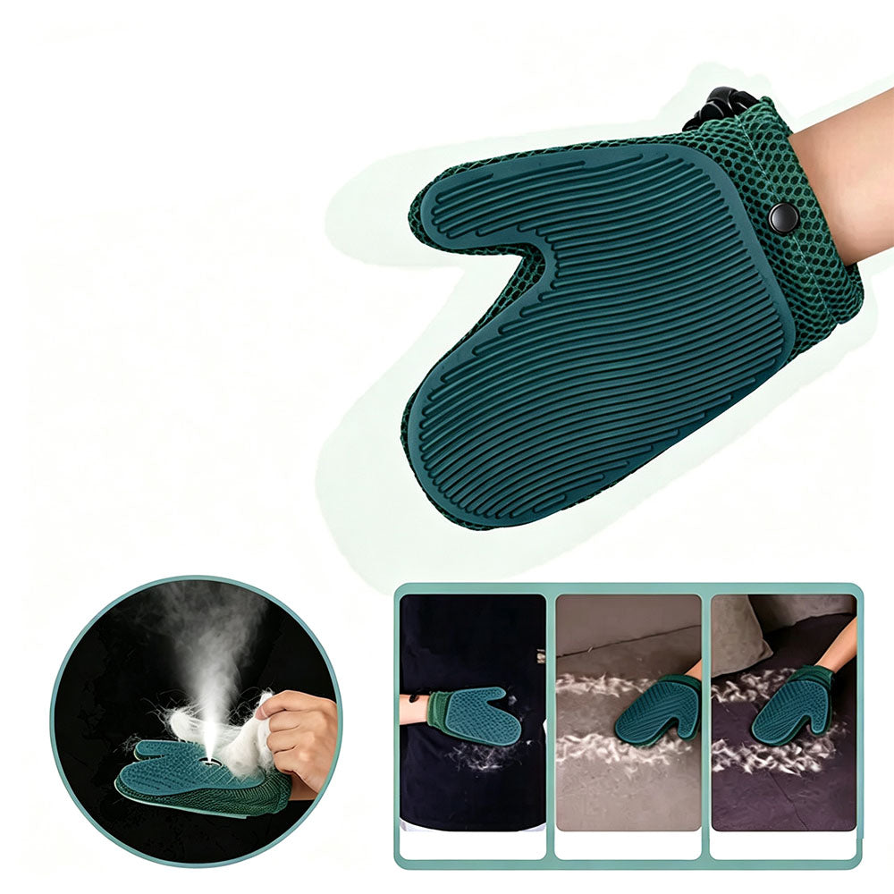 USB Spray Pet Grooming Glove for Cats Dogs - Dark Green