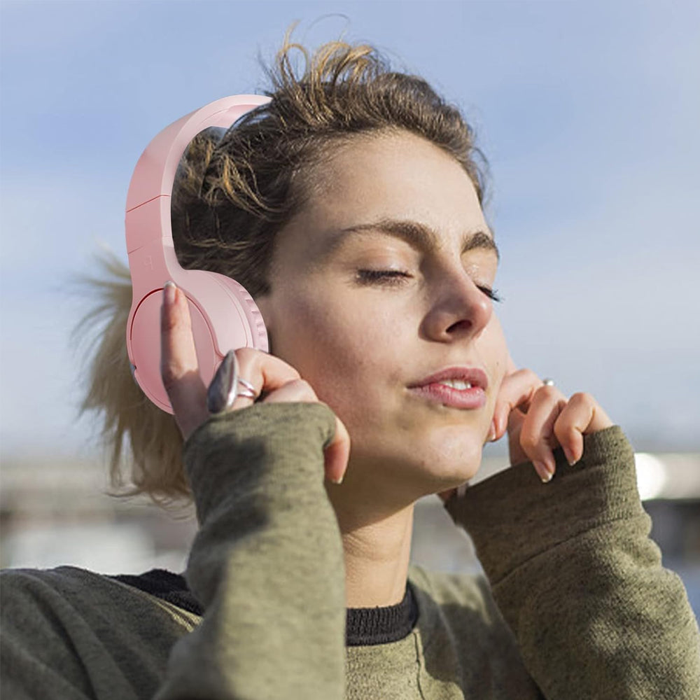 Rechargeable Bluetooth Wireless Headphones On-Ear Stereo Headset Pink