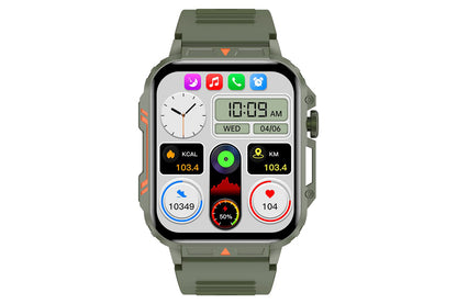Military Smart Watch 1.95-Inch Fitness Tracker with Heart Rate Sleep Monitor 100 Sports Modes Activity Tracker-Green