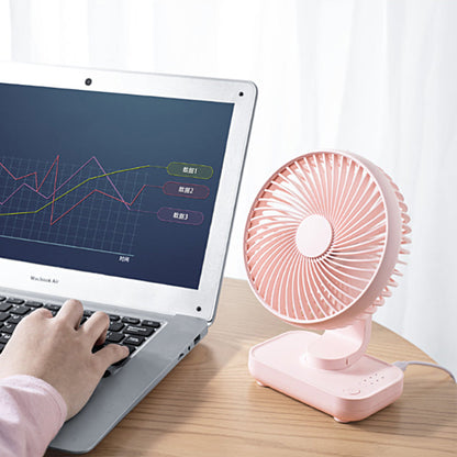 4-Speed Air Circulator Desk Fan Rechargeable Quiet Table Fan for Home Office Dorm Pink