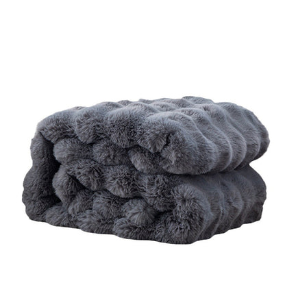 Soft Faux Fur Throw Blanket Decorative Cozy Blanket Reversible Puffy Winter Warm Blanket Dark Gray