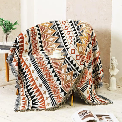 Aztec Style Throw Blanket Bohemian Sofa Blanket Cover for Couch Chair Bed Home Outdoor Beach Travel Style 4