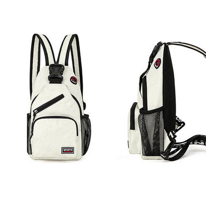 Water-resistant Travel Chest Pack Outdoor Shoulder Sling Bag Crossbody Bag with Earphone Hole White