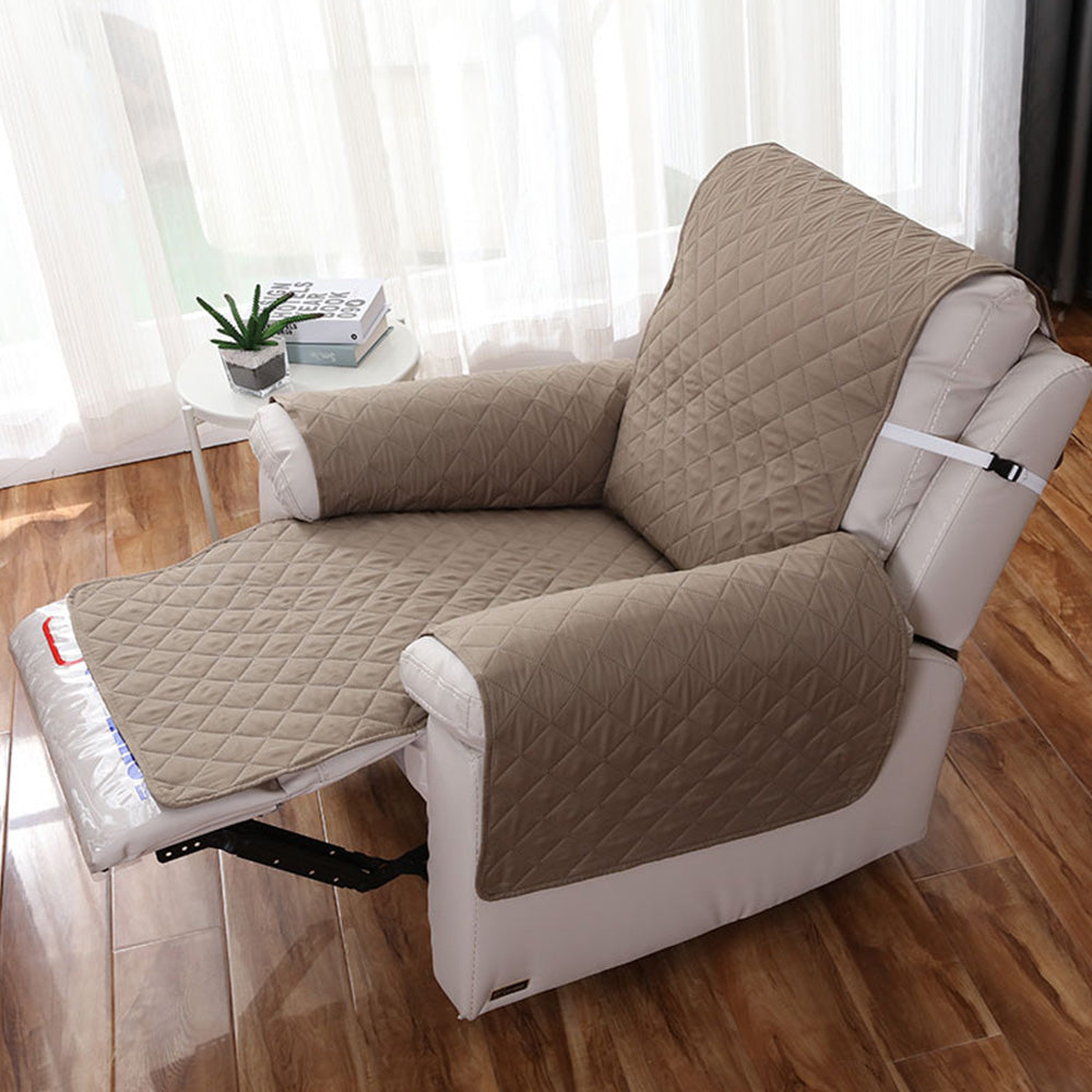 Recliner Chair Cover Couch Protector Slipcover with Elastic Straps Khaki
