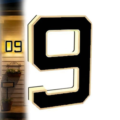Solar Illuminated Address Sign with Light -Number 9