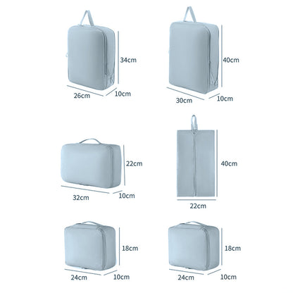 6Pcs Set Packing Cubes for Suitcases Travel Luggage Organizers Clothing Sorting Bags Blue