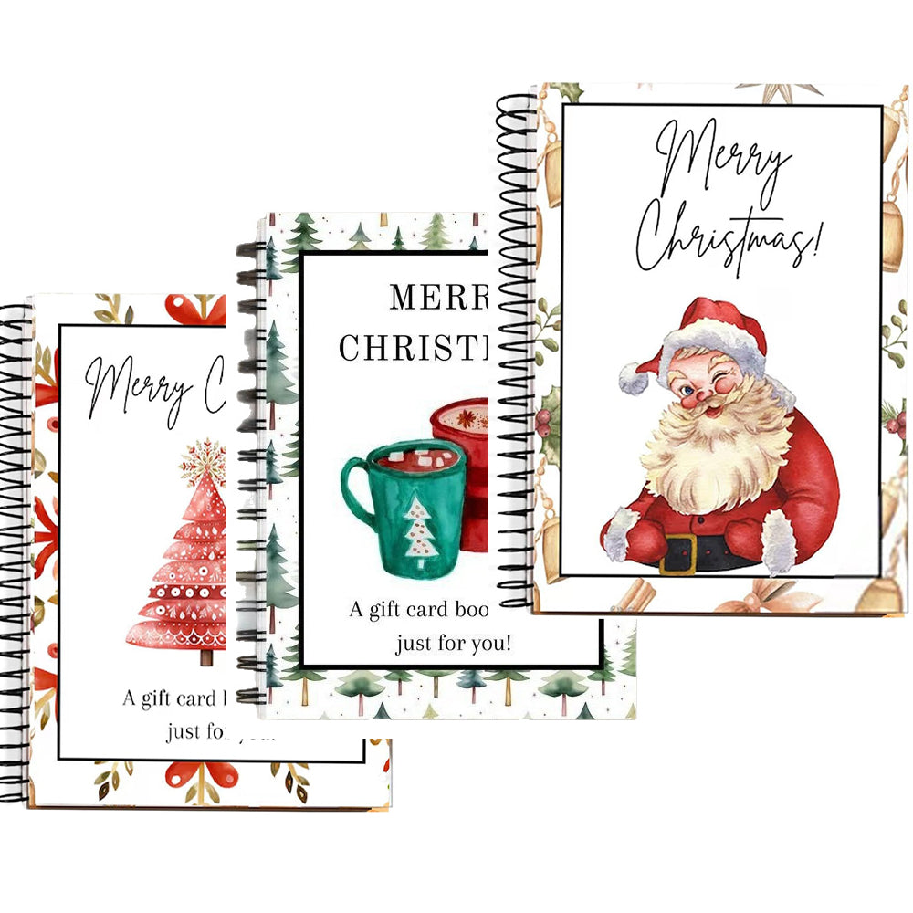 3 Pieces Christmas Gift Card Book Coil Bound Card Holder - Christmas Tree