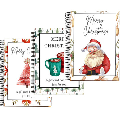 3 Pieces Christmas Gift Card Book Coil Bound Card Holder - Christmas Tree