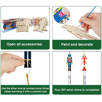 3D Wooden Wind Chime Craft Kit for Kids DIY Wind Chimes Decorative Ornament Nutcracker Style
