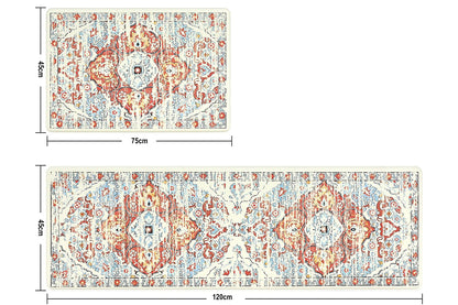 2Pcs Boho Anti-Fatigue Kitchen Mats Non-Slip Cushioned for Kitchen Sink Laundry -Blue