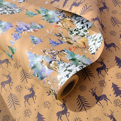 2 Pack Double Sided Christmas Wrapping Paper 4 - Reindeer