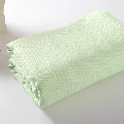 Breathable Summer Blanket Waffle Throw Blanket Air Conditioning Blanket Light Green