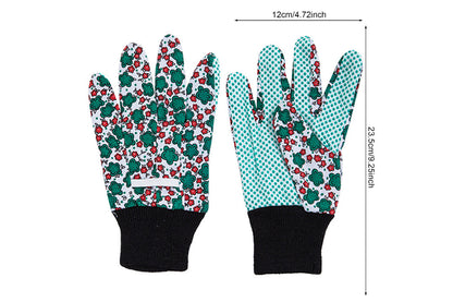 Polyester Floral Gardening Gloves Soft Breathable Yard Work Glove-Deep Green