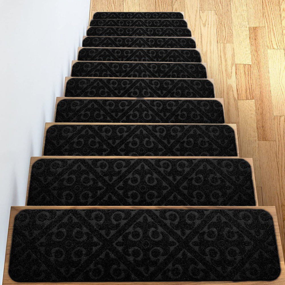 8Pcs Self-adhesive Cling Non Slip Carpet Stair Treads - Black
