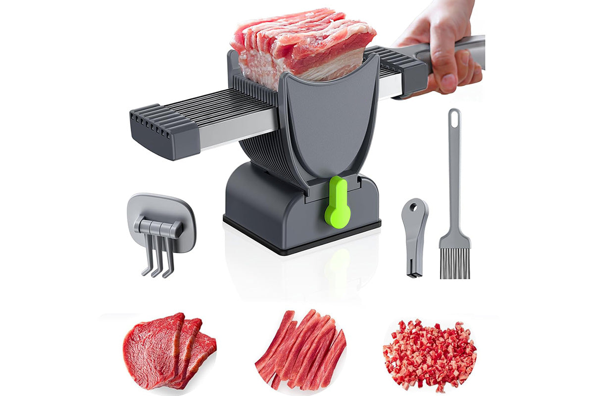 Manual Meat Slicer with Stainless Steel Blade for Beef Pork Mutton Hot Pot -Grey