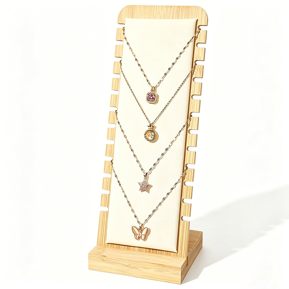 Bamboo Necklace Display Stand for Vendor- White