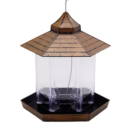 Outdoor Hanging Bird Feeder Gazebo Shape Seed Container Bronze