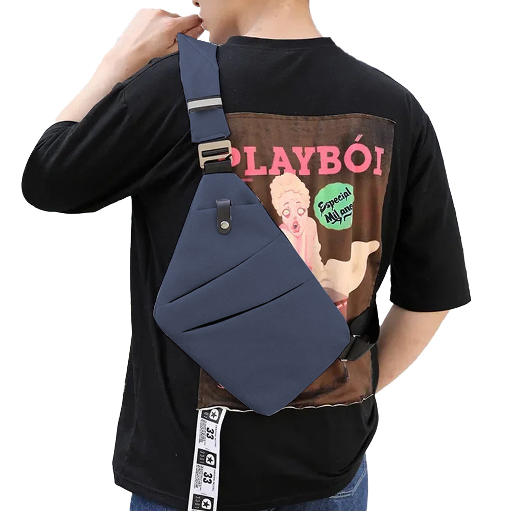 Men Anti-Theft Chest Pack Right Shoulder Sling Bag Travel Sports Crossbody Bag Blue