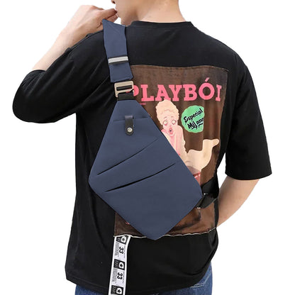 Men Anti-Theft Chest Pack Right Shoulder Sling Bag Travel Sports Crossbody Bag Blue