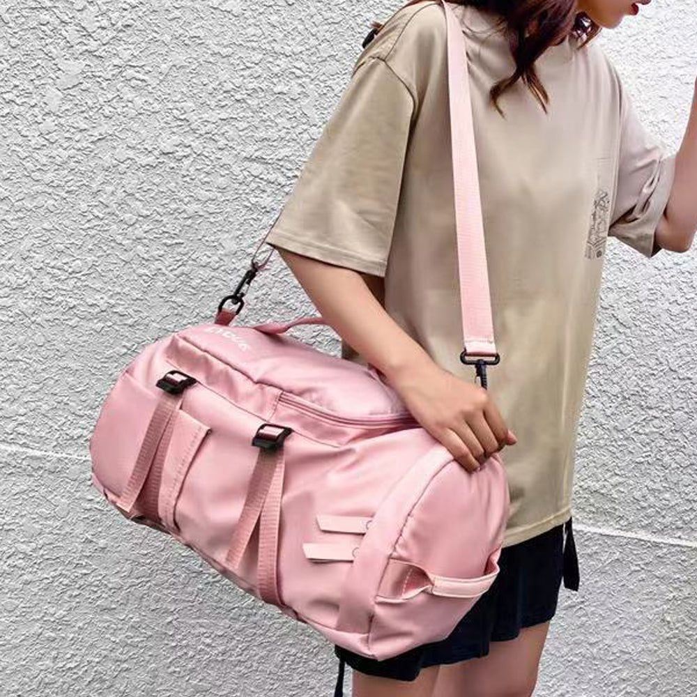 Large Capacity Travel Duffle Bag Sport Gym Backpack -Pink