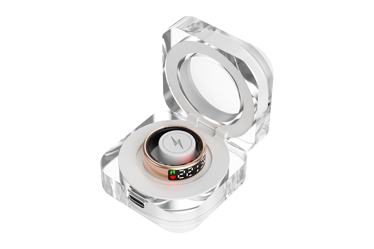 Smart Ring Health Ring Fitness Tracker Ring for Heart Rate Blood Oxygen-Champagne Gold
