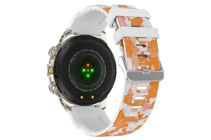 Smart Watch 1.43-Inch Fitness Watch with All Day Heart Rate Sleep Monitor Blood Oxygen Flashlight AI Voice Activity Tracker-Black camouflage