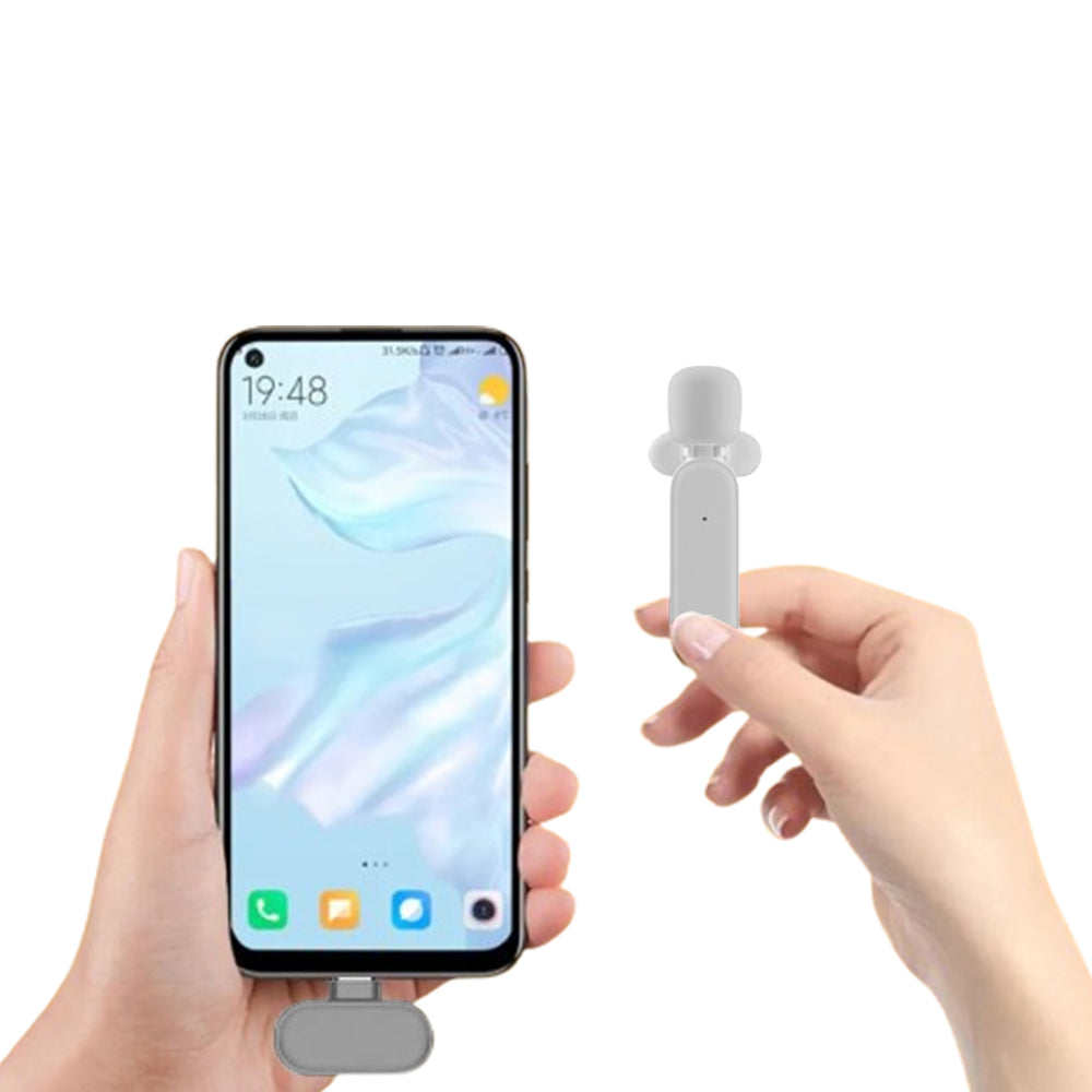 2.4G Wireless Lavalier Microphone Plug and Play Mic for Android iPhone iPad Vlog Live Stream White