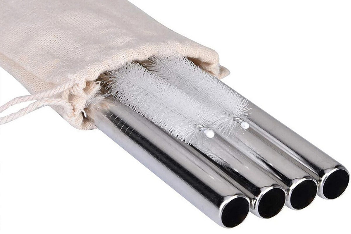 7Pcs BOBA Bubble Tea Straw Extra Wide Stainless Steel Metal Reusable Straws Pack Reusable Metal Straws Best For Drinking Bubble-Silver
