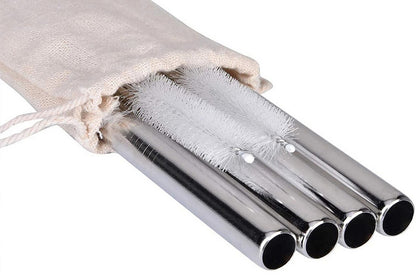 7Pcs BOBA Bubble Tea Straw Extra Wide Stainless Steel Metal Reusable Straws Pack Reusable Metal Straws Best For Drinking Bubble-Silver