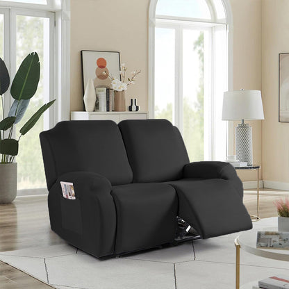 Full Wrapped Stretch Recliner Chair Cover Elastic Recliner Sofa Slipcover Black