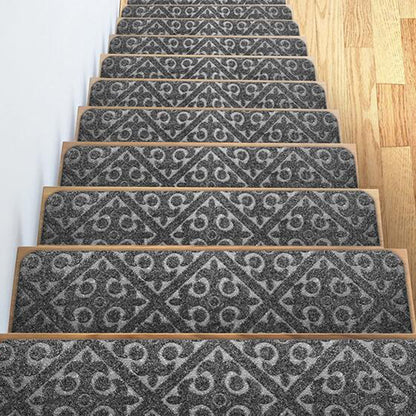 8Pcs Self-adhesive Cling Non Slip Carpet Stair Treads - Grey
