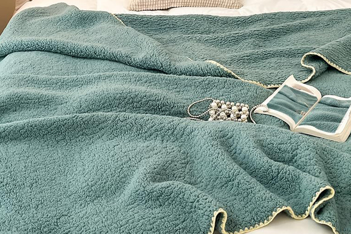 Sherpa Throw Blanket Winter Fuzzy Throws Fluffy Soft Cozy Fleece Plush Blanket-Green