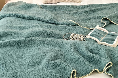 Sherpa Throw Blanket Winter Fuzzy Throws Fluffy Soft Cozy Fleece Plush Blanket-Green