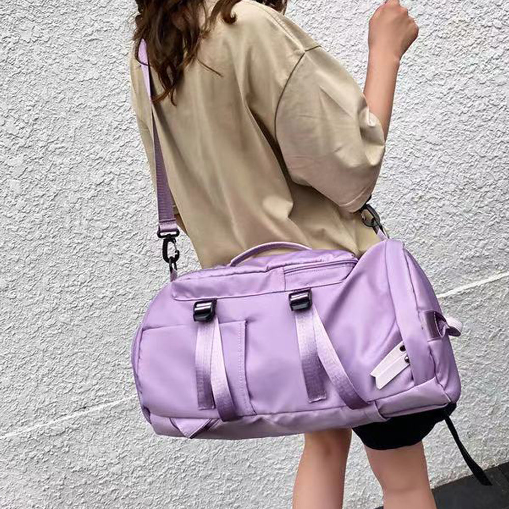 Large Capacity Travel Duffle Bag Sport Gym Backpack -Purple